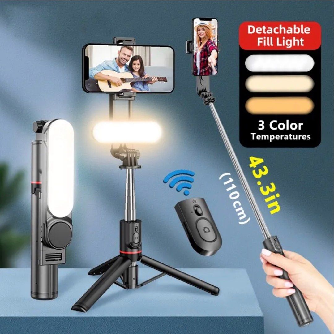 L15 Selfie Stick Foldable Mini Tripod Photo Live with Fill Light Wireless Bluetooth Remote Shutter